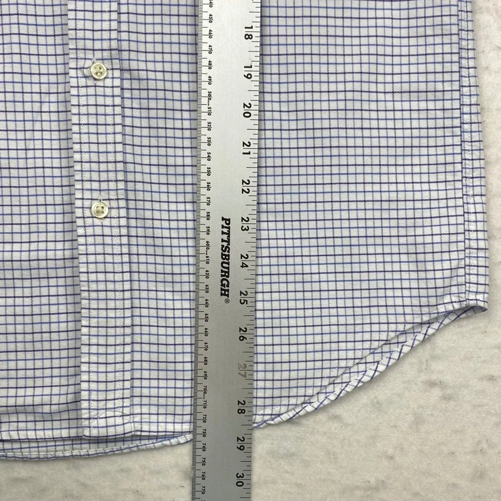 Polo Ralph Lauren Boys 20 Blue White Windowpane Oxford Button Down Shirt Cotton